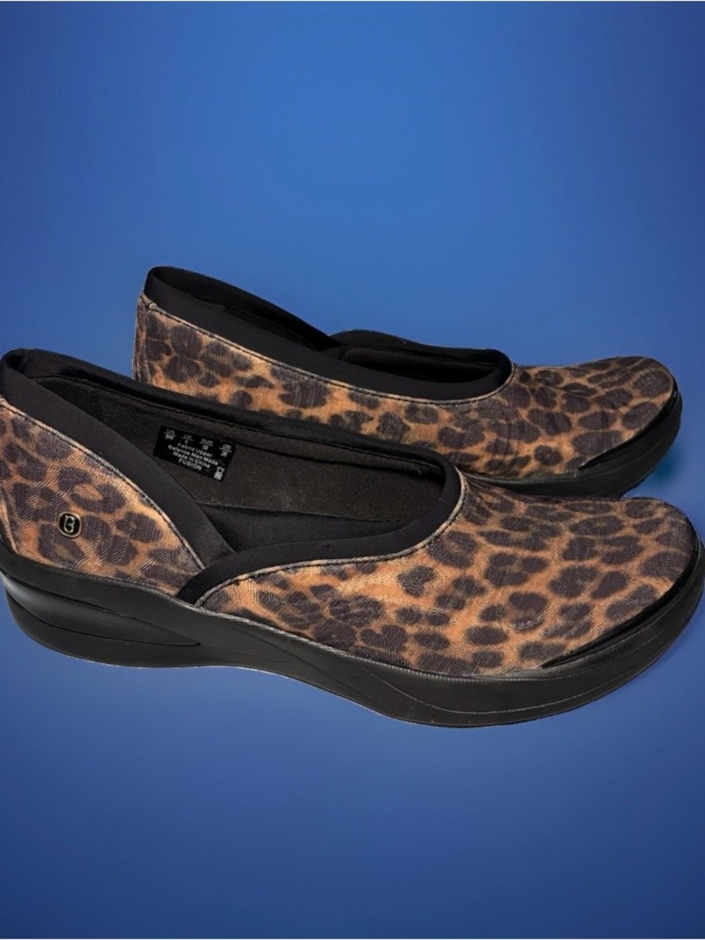Bzees Leopard-Print Slip-On Flats in Brown and Black